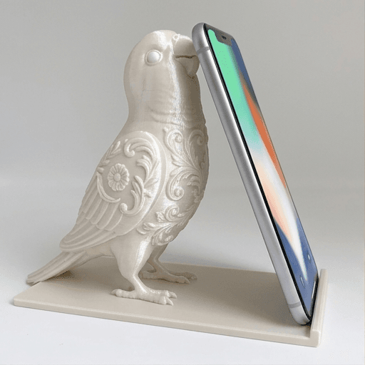 オキナインコのルネサンス肖像画スマホスタンド(シルクホワイト)