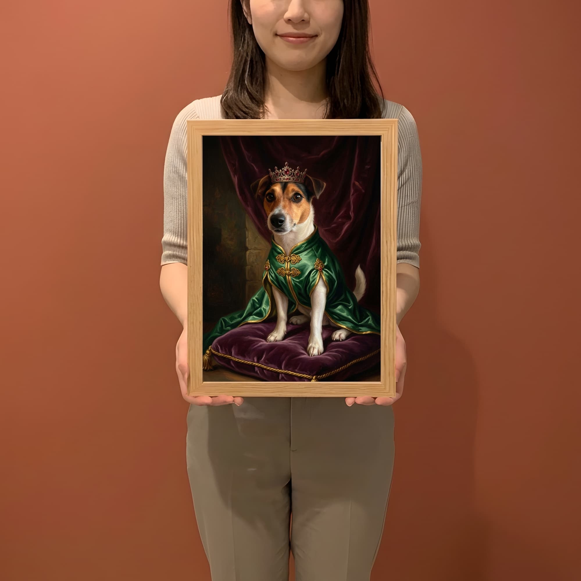 ジャックラッセルテリアのルネサンス肖像画額装プリント(A4サイズ) 2