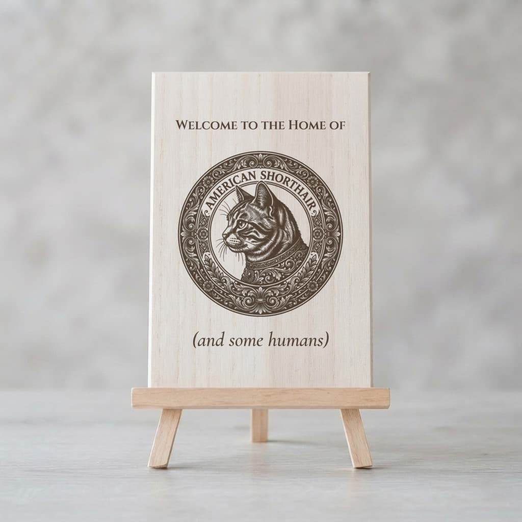 American Shorthair Renaissance Portrait Wooden Welcome Board