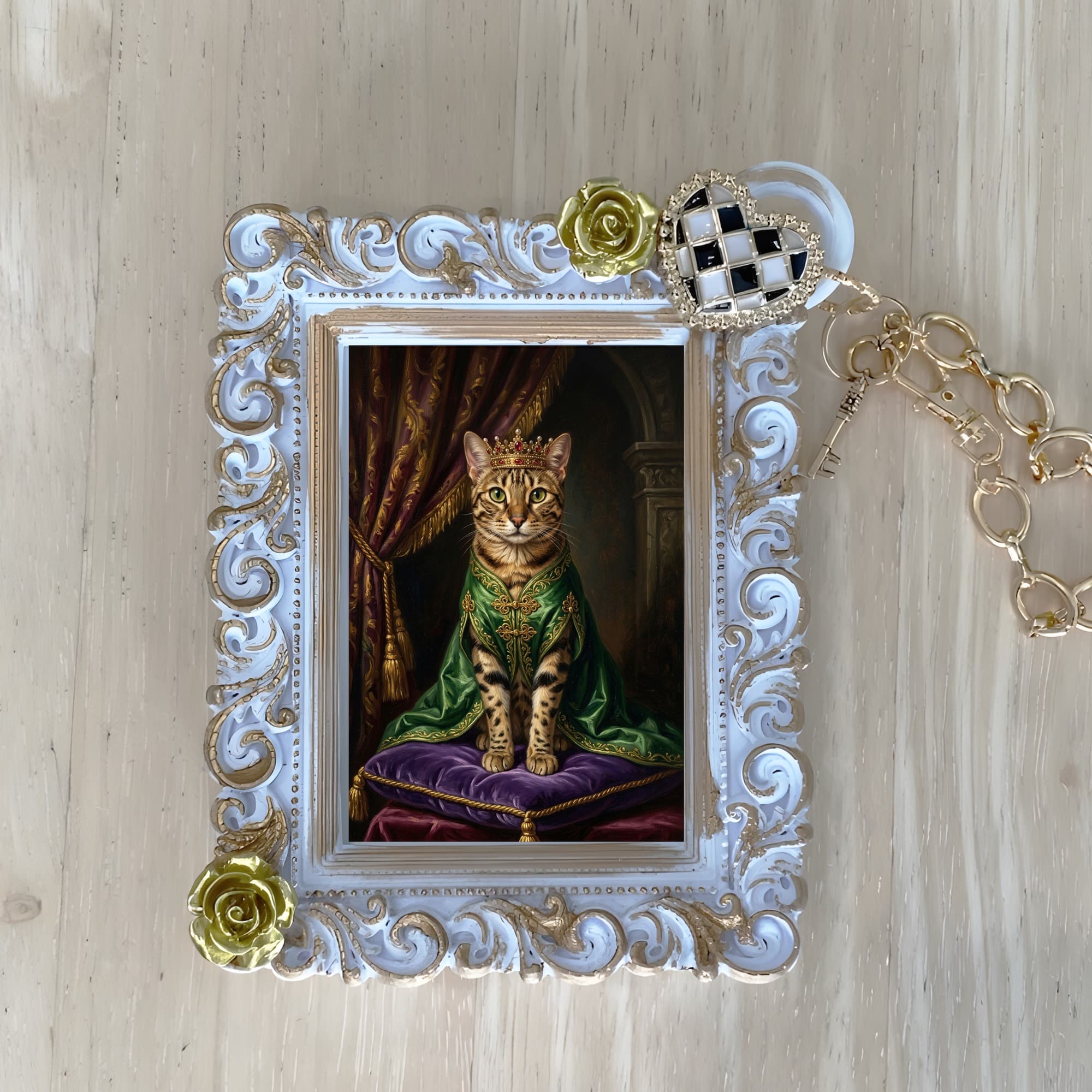 オシキャットのルネサンス肖像画バッグチャーム(ホワイト)