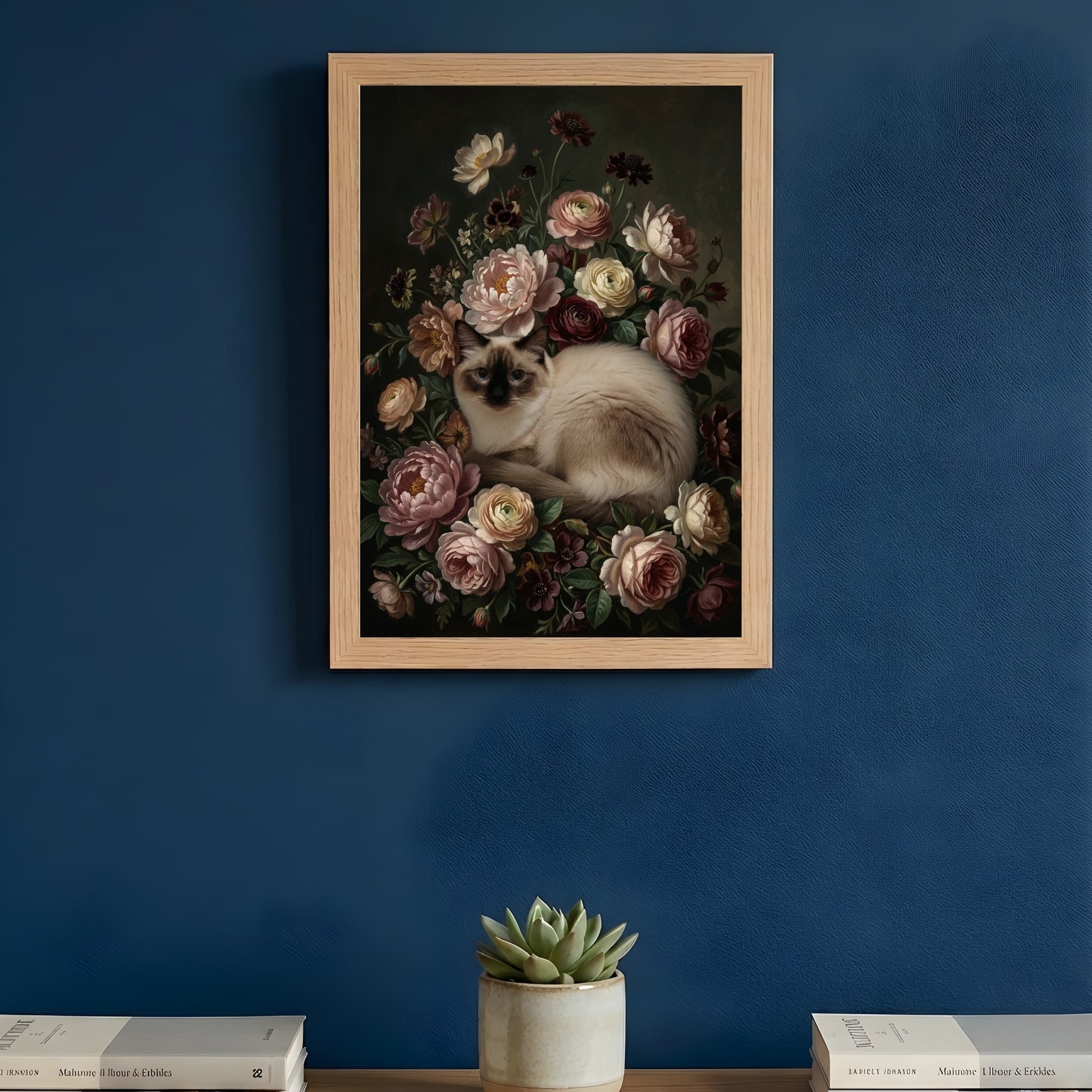 バリニーズの花の油絵風アート花柄額装プリント(A3サイズ) 3