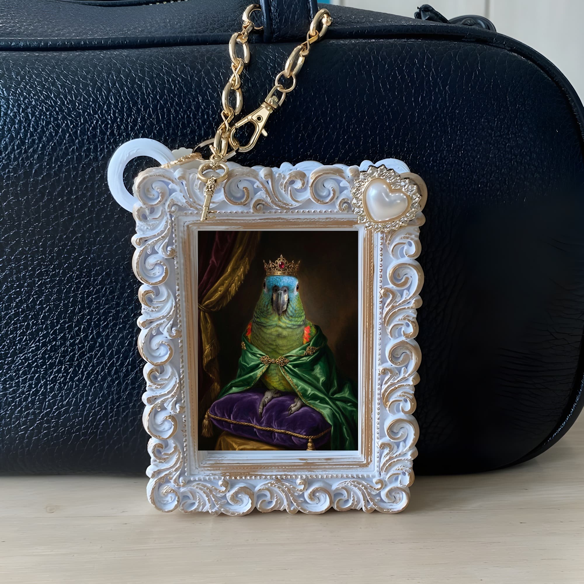 Blue-fronted Amazon Renaissance Portrait Bag Charm (White) 6