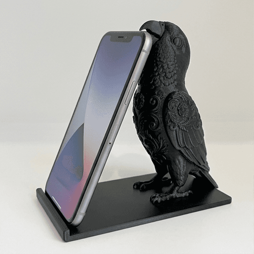 シロハラインコのルネサンス肖像画スマホスタンド(シルクブラック)