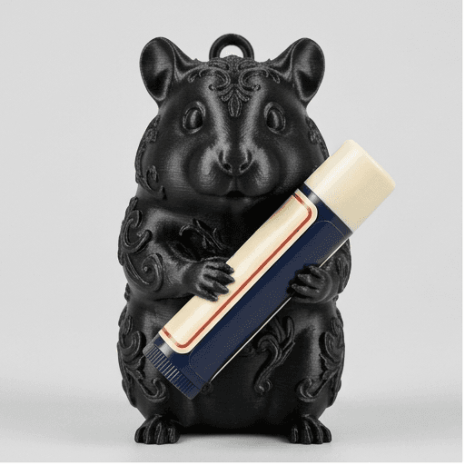 Pudding hamster Renaissance Portrait Lip Balm Case (Silky Black)