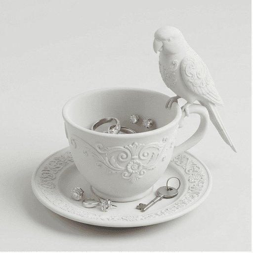 インドオオハナインコのルネサンス肖像画アクセサリートレイ(マットホワイト)