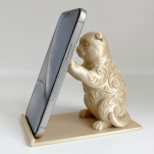 スコティッシュフォールドのルネサンス肖像画スマホスタンド(シルクゴールド)