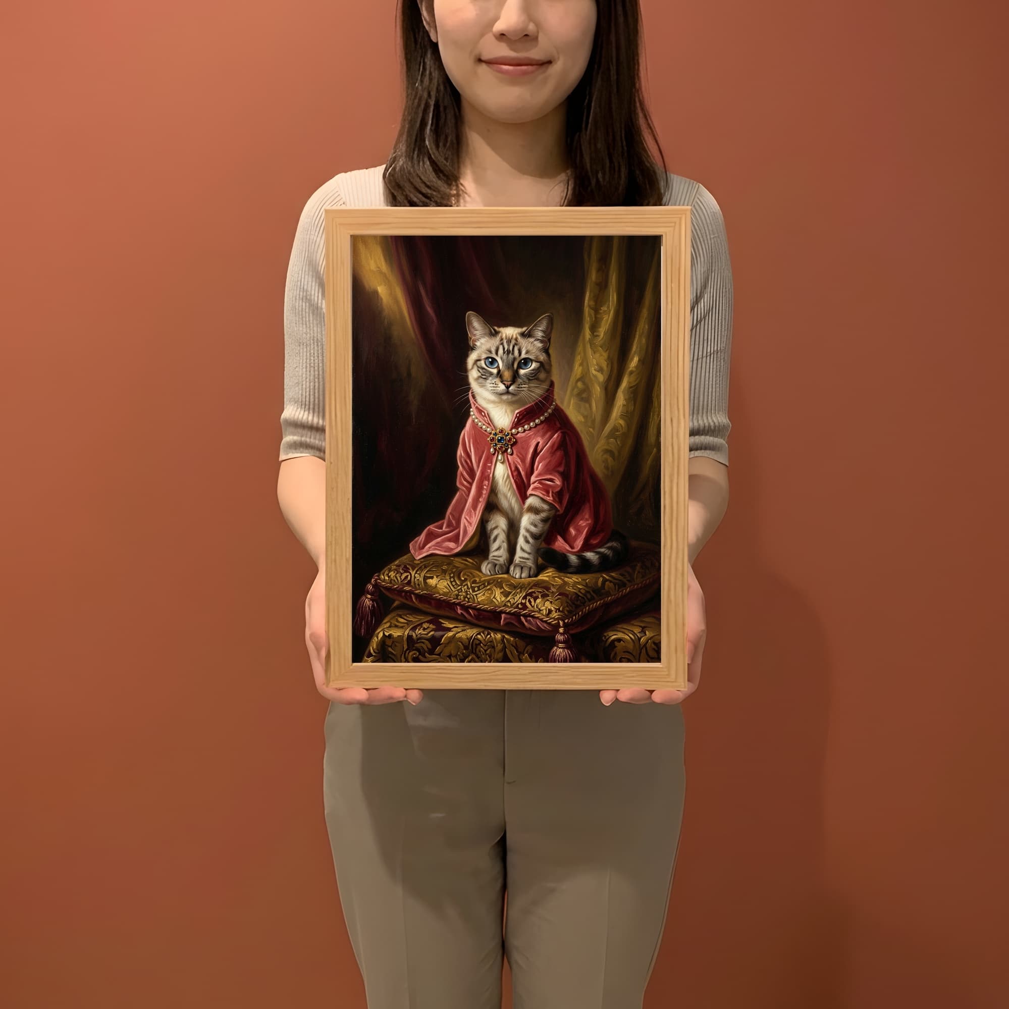 シャム猫のルネサンス肖像画額装プリント(A4サイズ) 2
