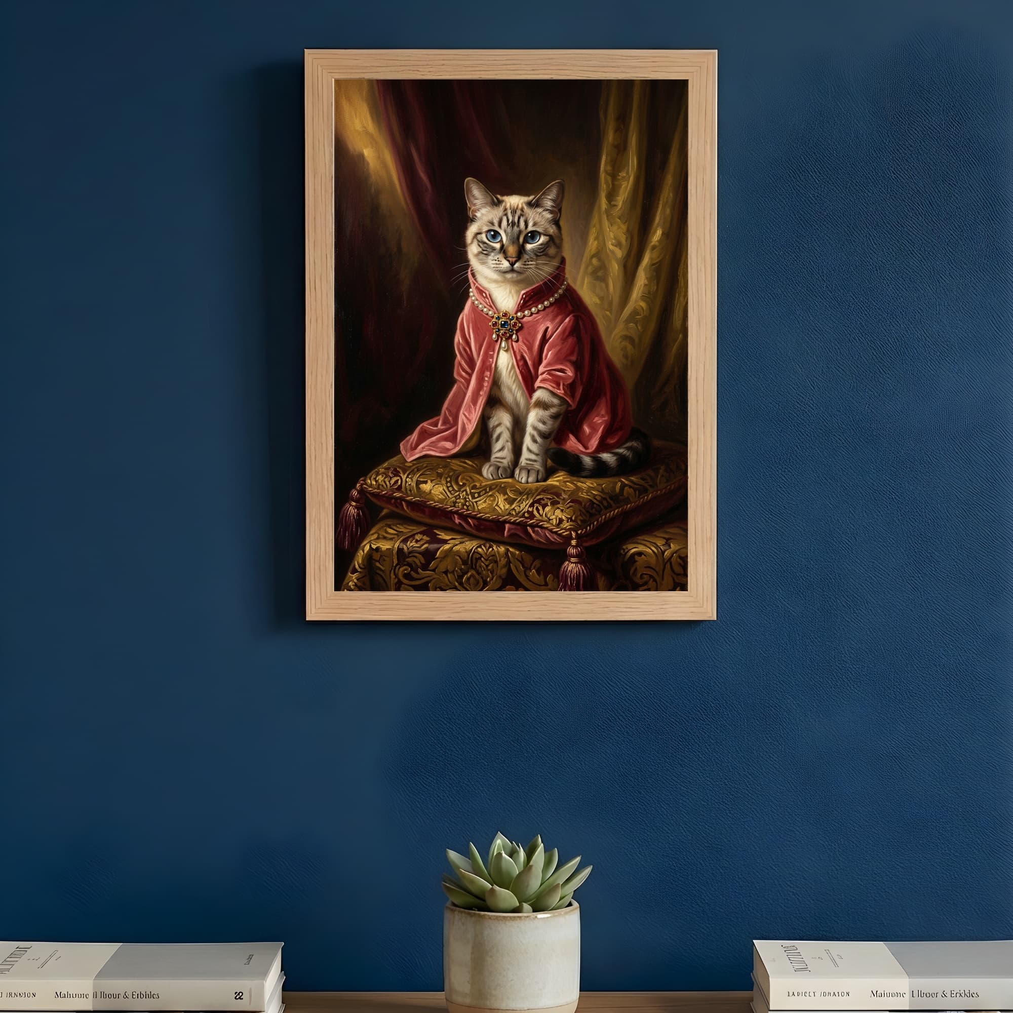 シャム猫のルネサンス肖像画額装プリント(A4サイズ) 3