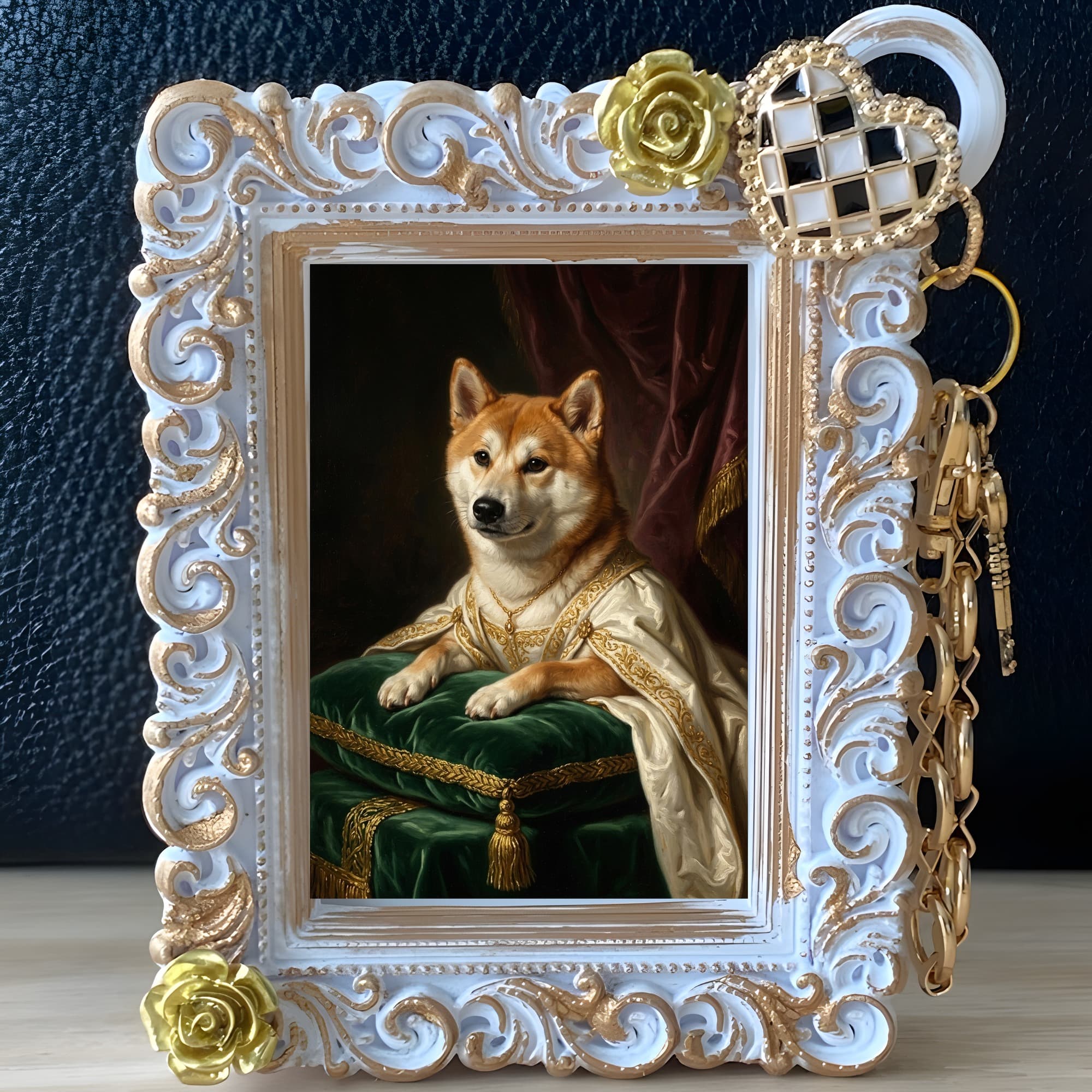 Akita Inu Renaissance Portrait Bag Charm (White) 2