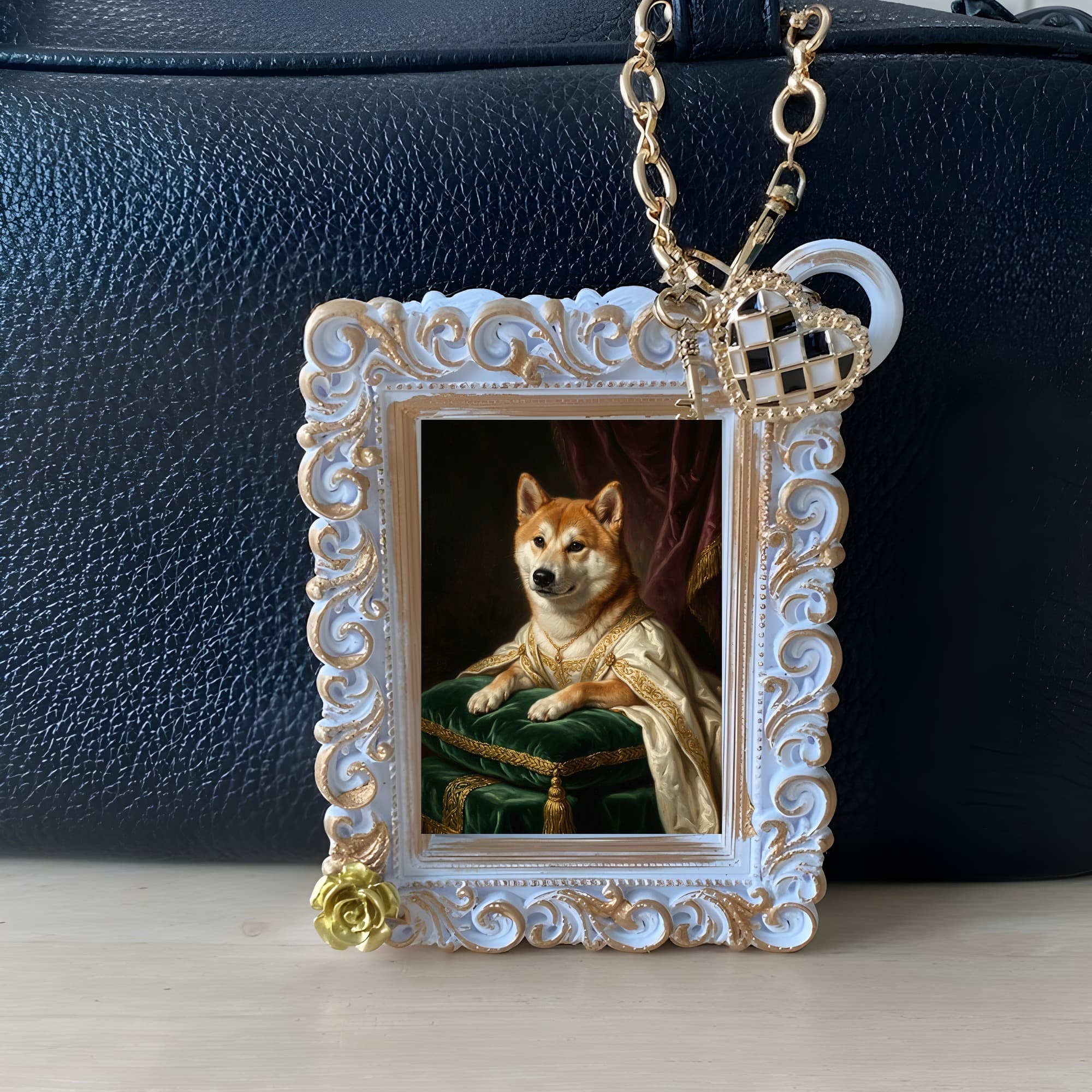 Akita Inu Renaissance Portrait Bag Charm (White) 3