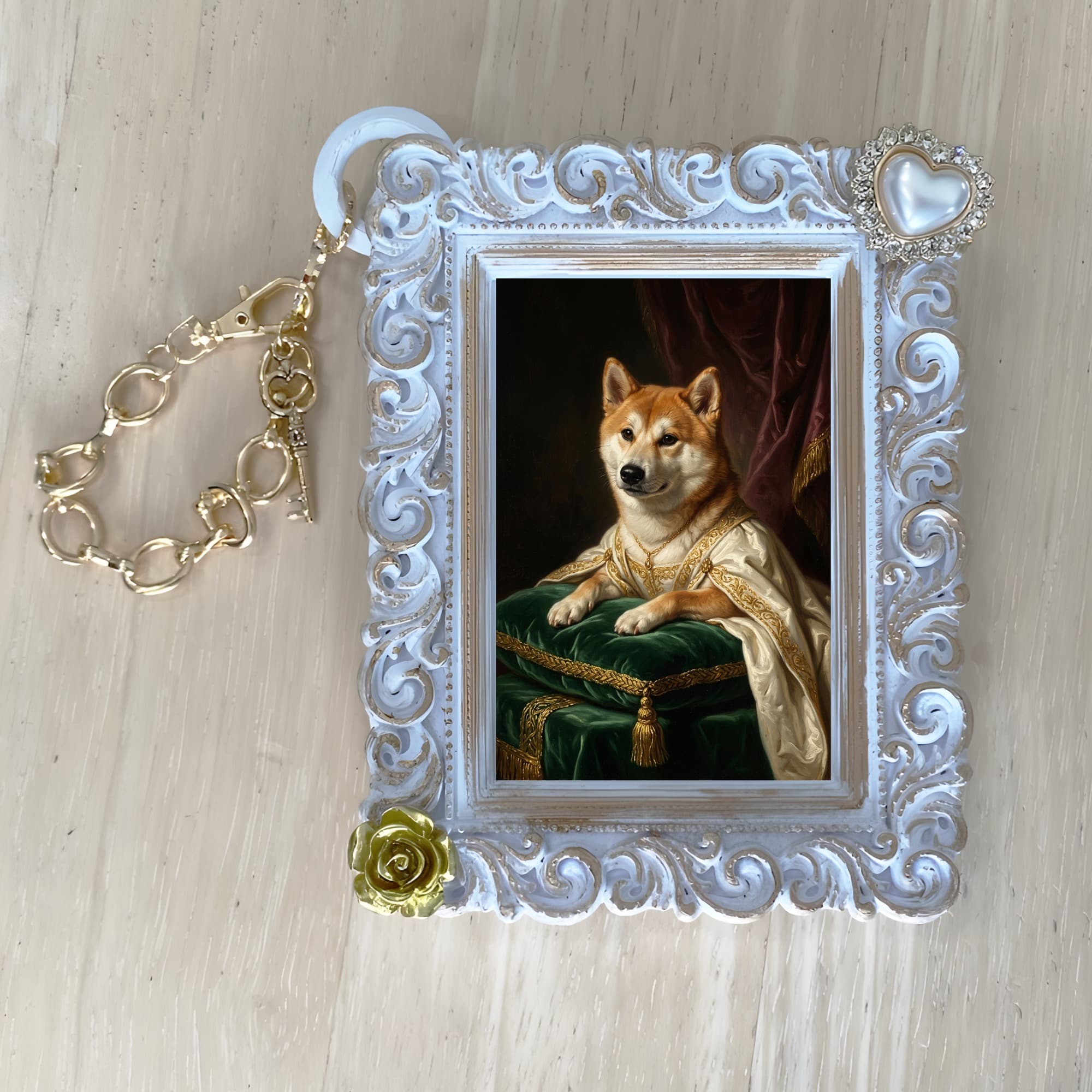 Akita Inu Renaissance Portrait Bag Charm (White) 4