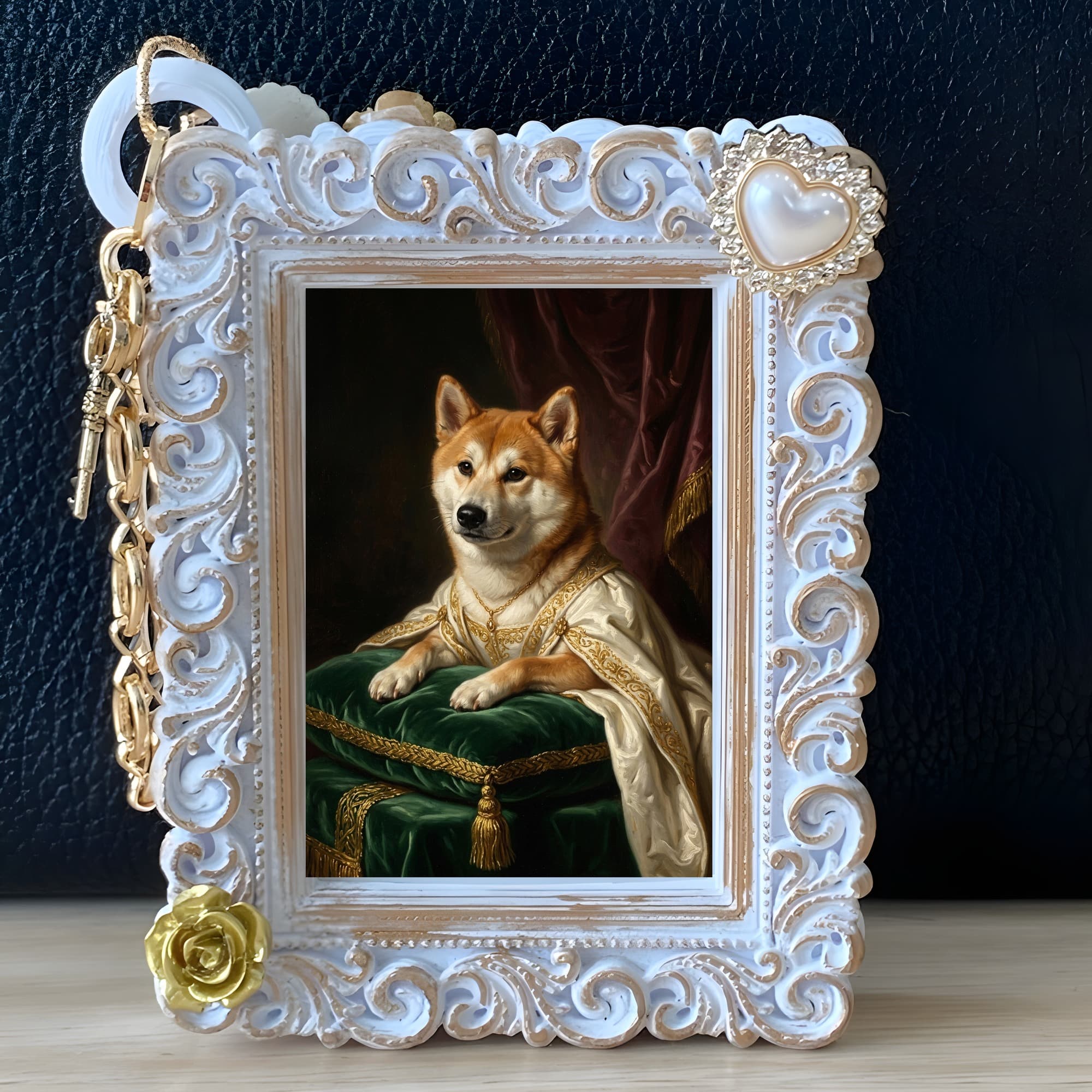 Akita Inu Renaissance Portrait Bag Charm (White) 5