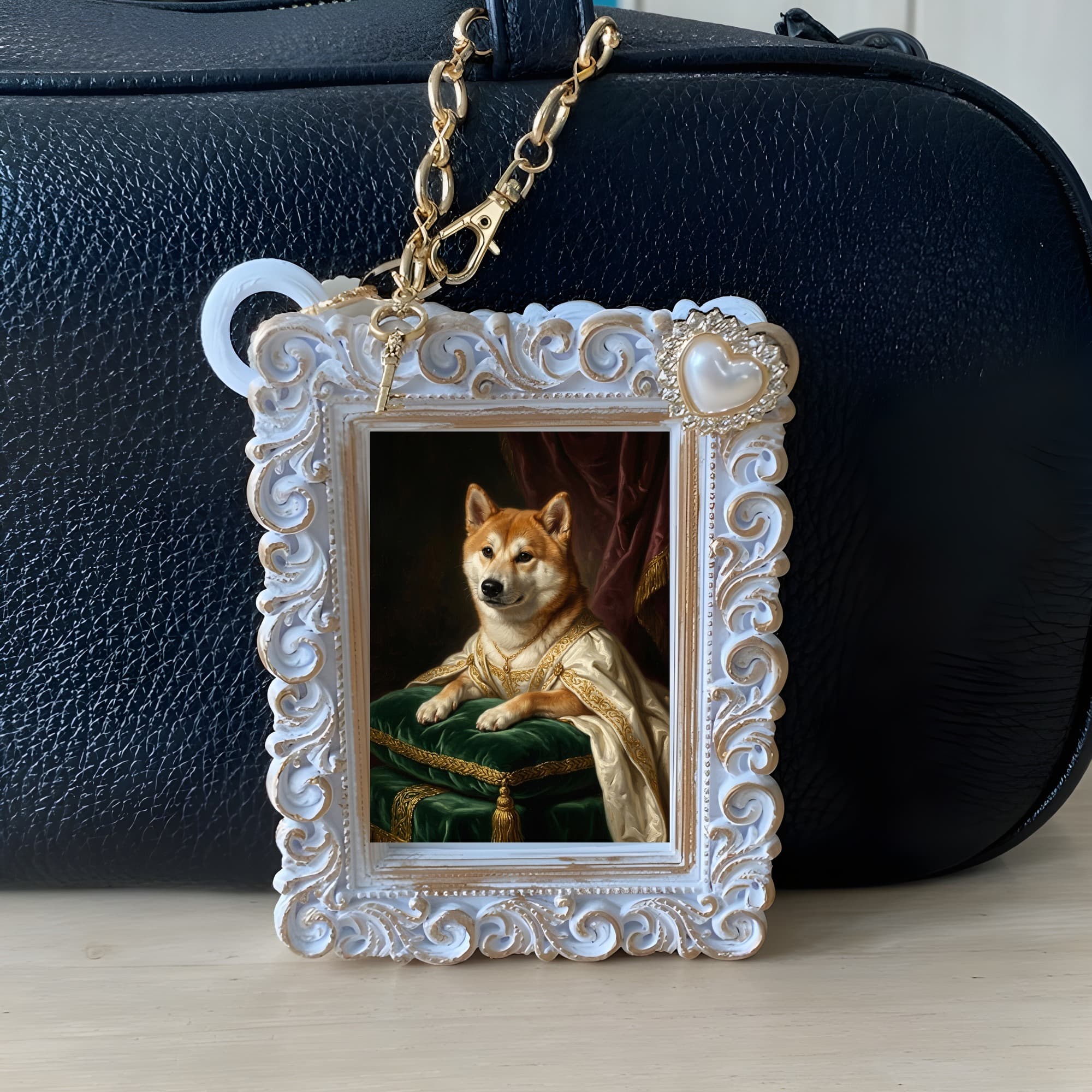 Akita Inu Renaissance Portrait Bag Charm (White) 6