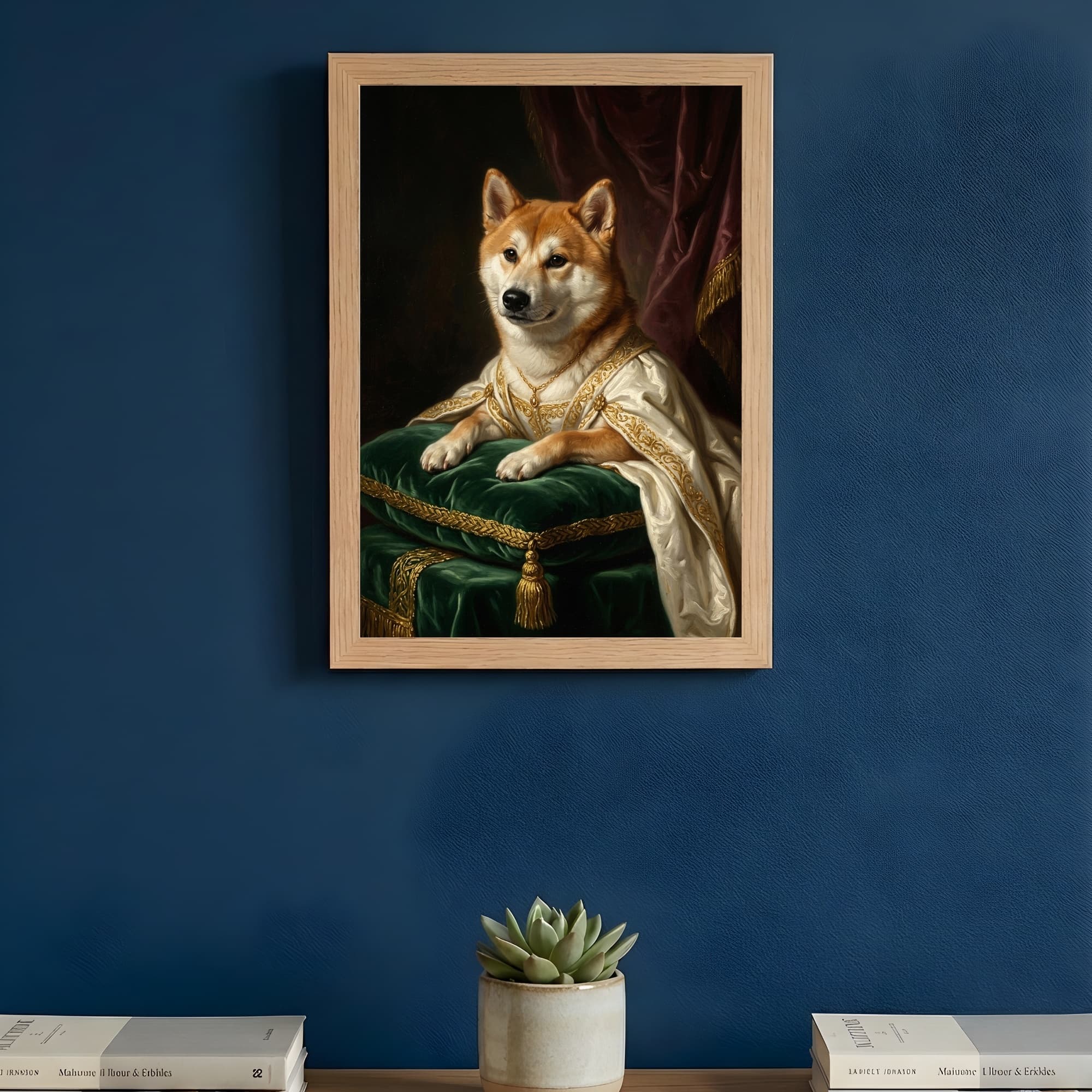 秋田犬のルネサンス肖像画額装プリント(A4サイズ) 3