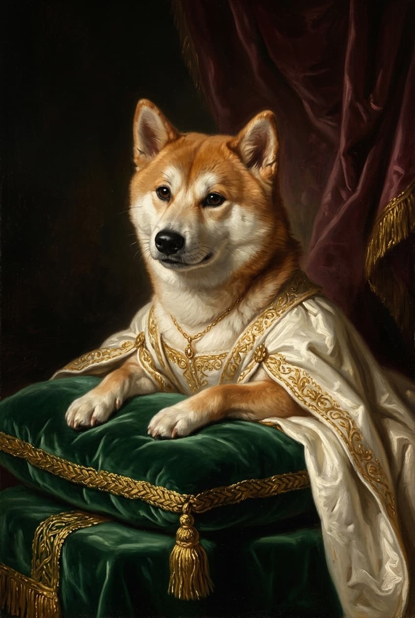 秋田犬のルネサンス肖像画額装プリント(A4サイズ) 4