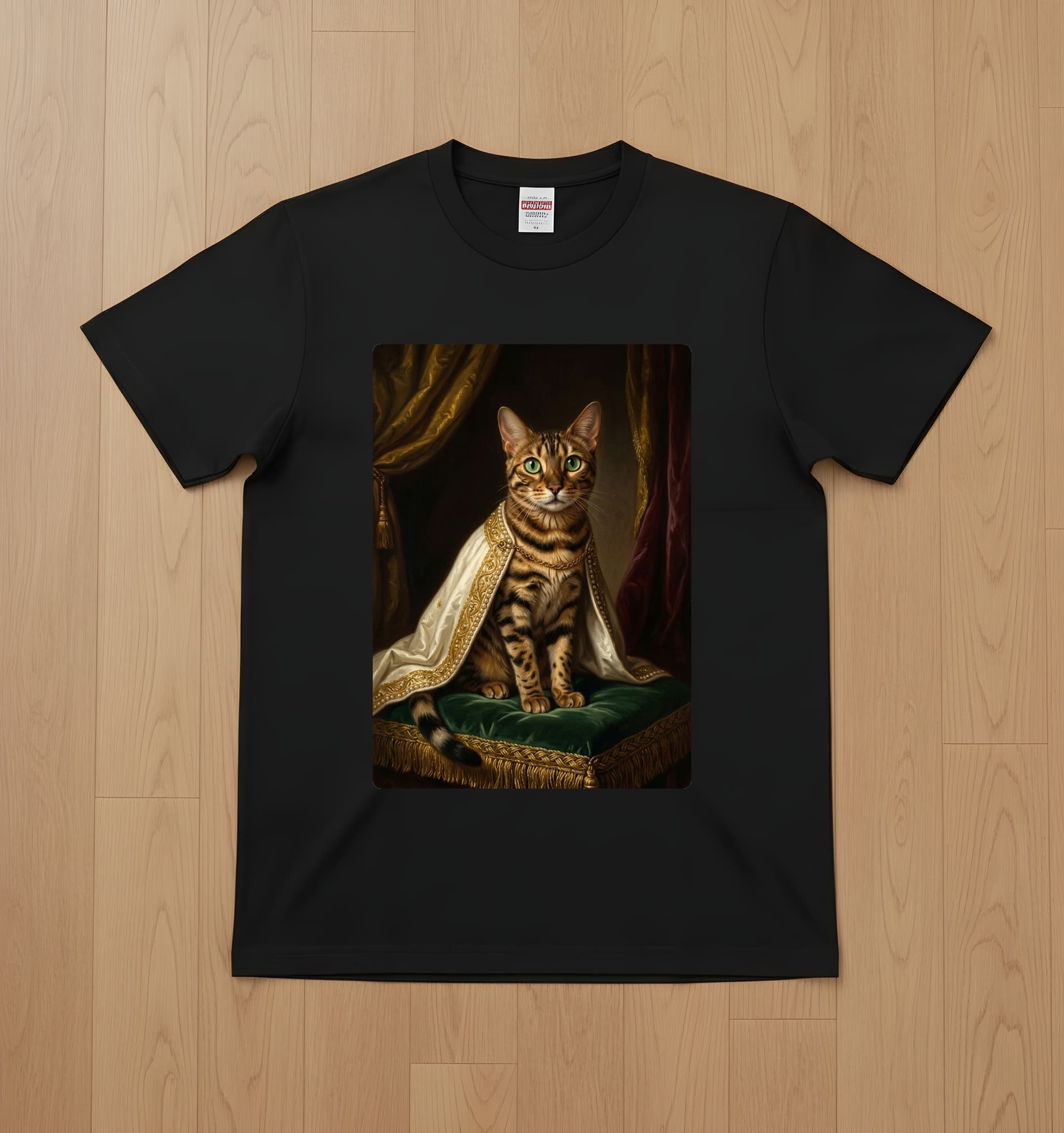 ベンガルのルネサンス肖像画Tシャツ(ブラック・カラープリント・額縁なし)