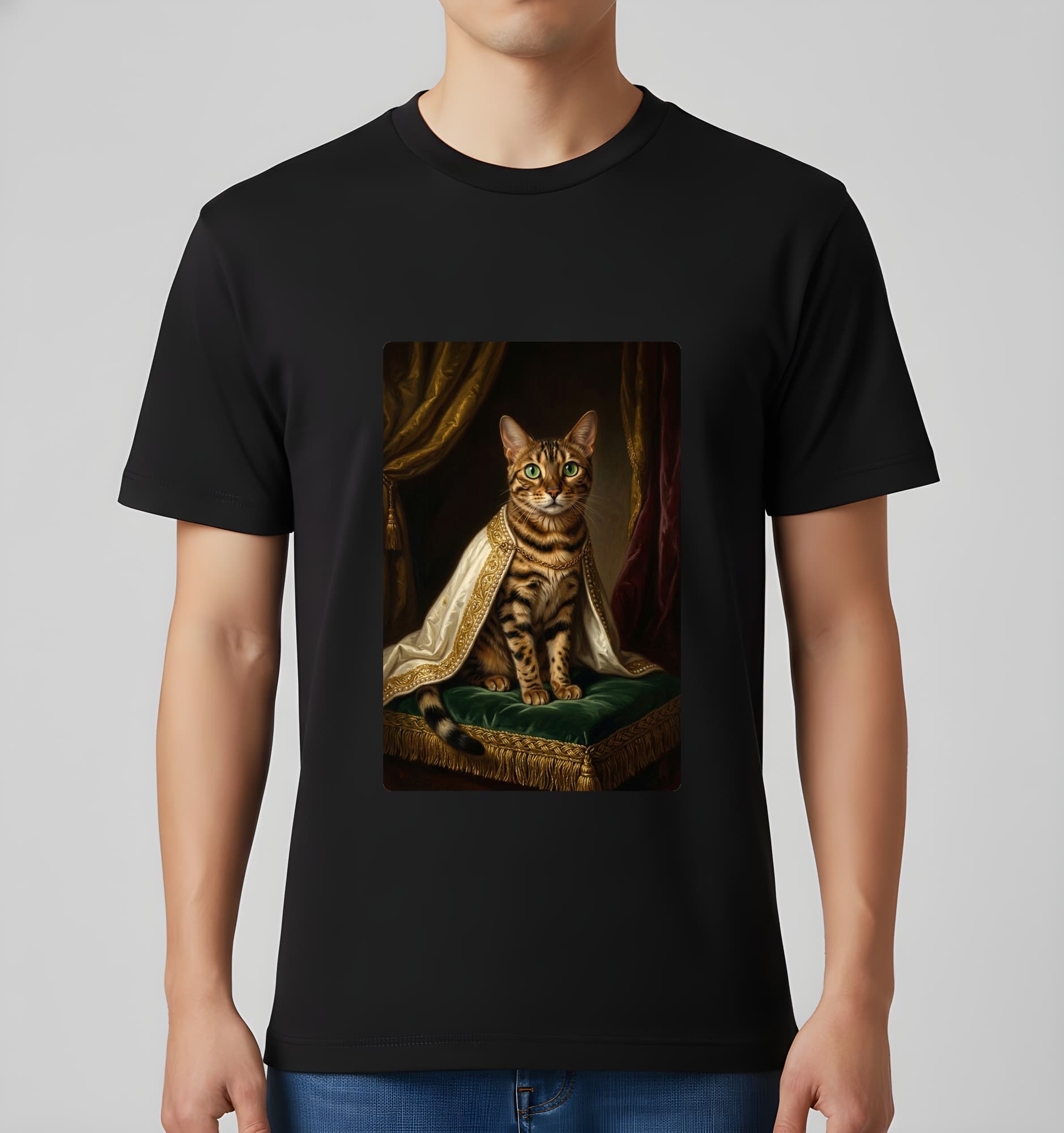 ベンガルのルネサンス肖像画Tシャツ(ブラック・カラープリント・額縁なし) 3