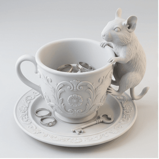 Degu Renaissance Portrait Trinket Tray (Matte White)