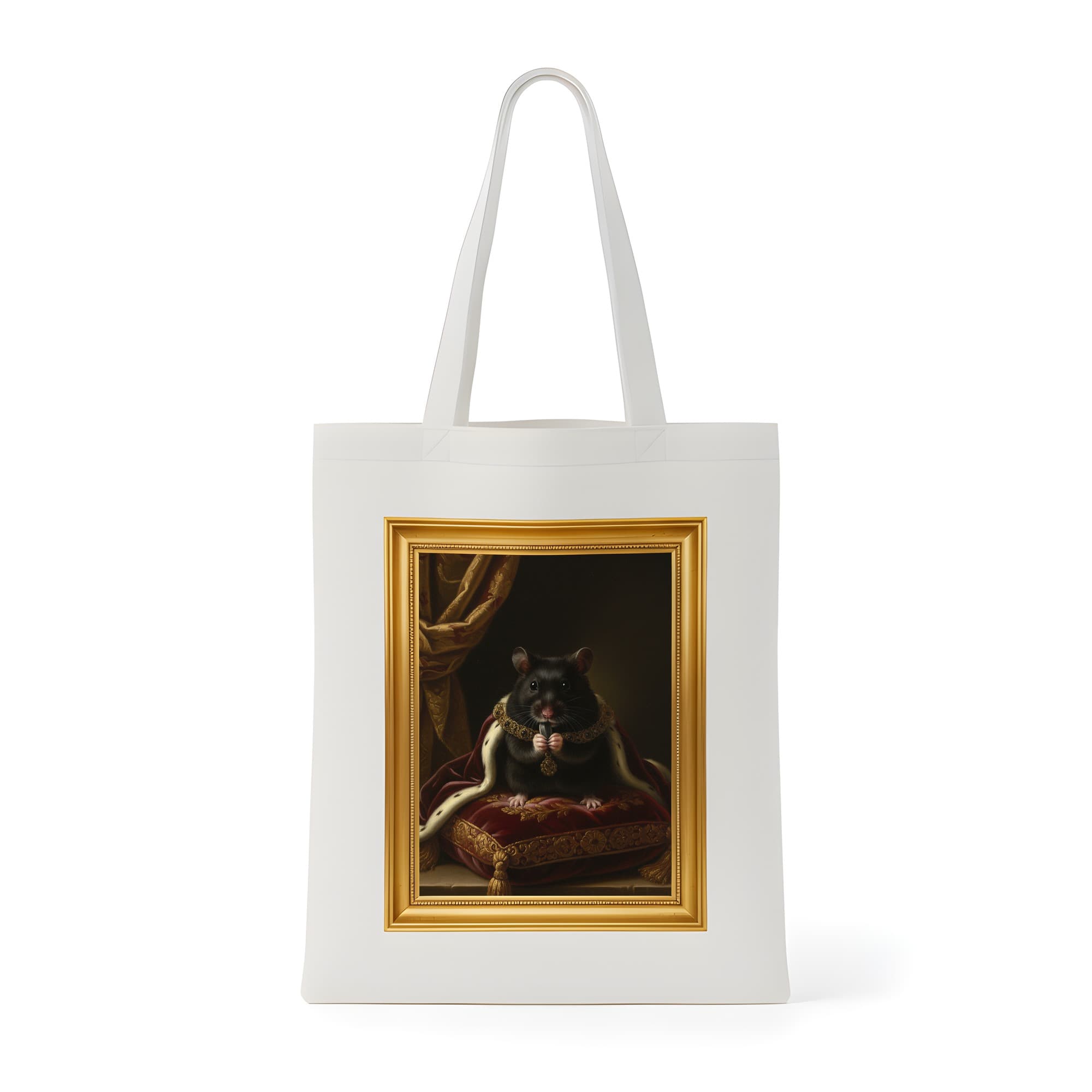 Black Bear hamster Renaissance Portrait Tote Bag (Color Print, Framed Design)