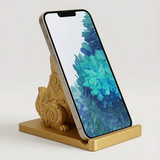 ポメラニアンのルネサンス肖像画スマホスタンド(シルクゴールド)