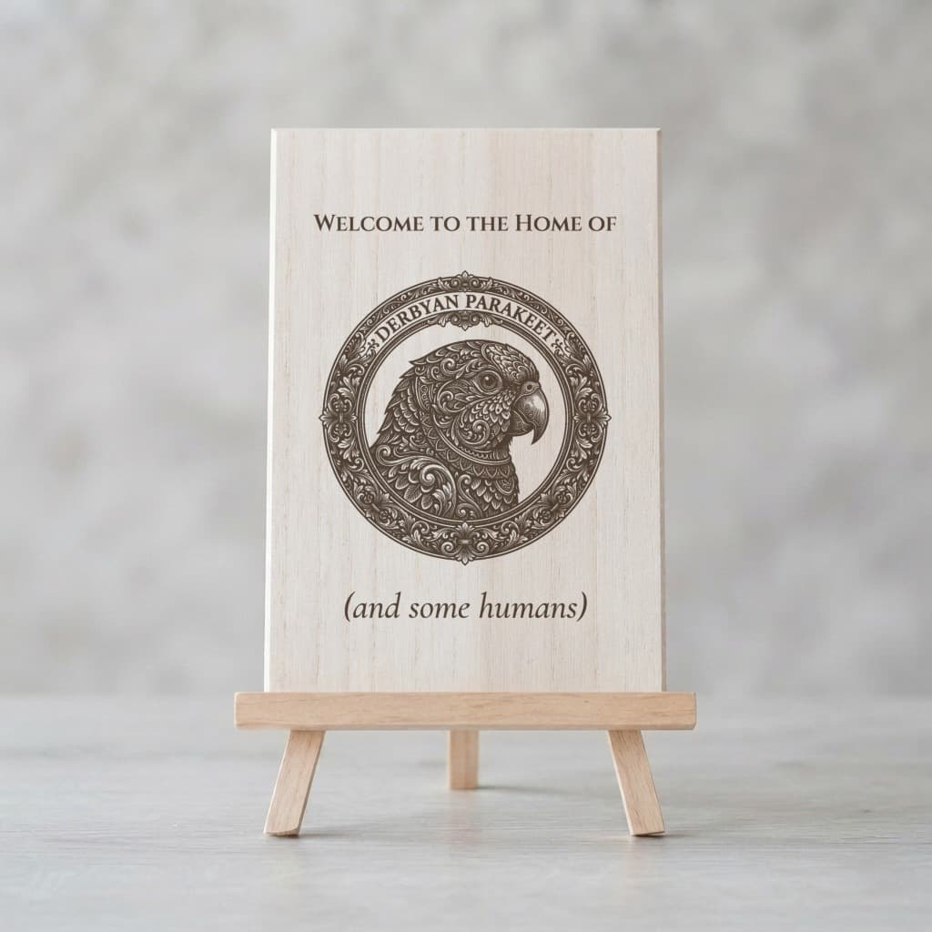 Derbyan Parakeet Renaissance Portrait Wooden Welcome Board