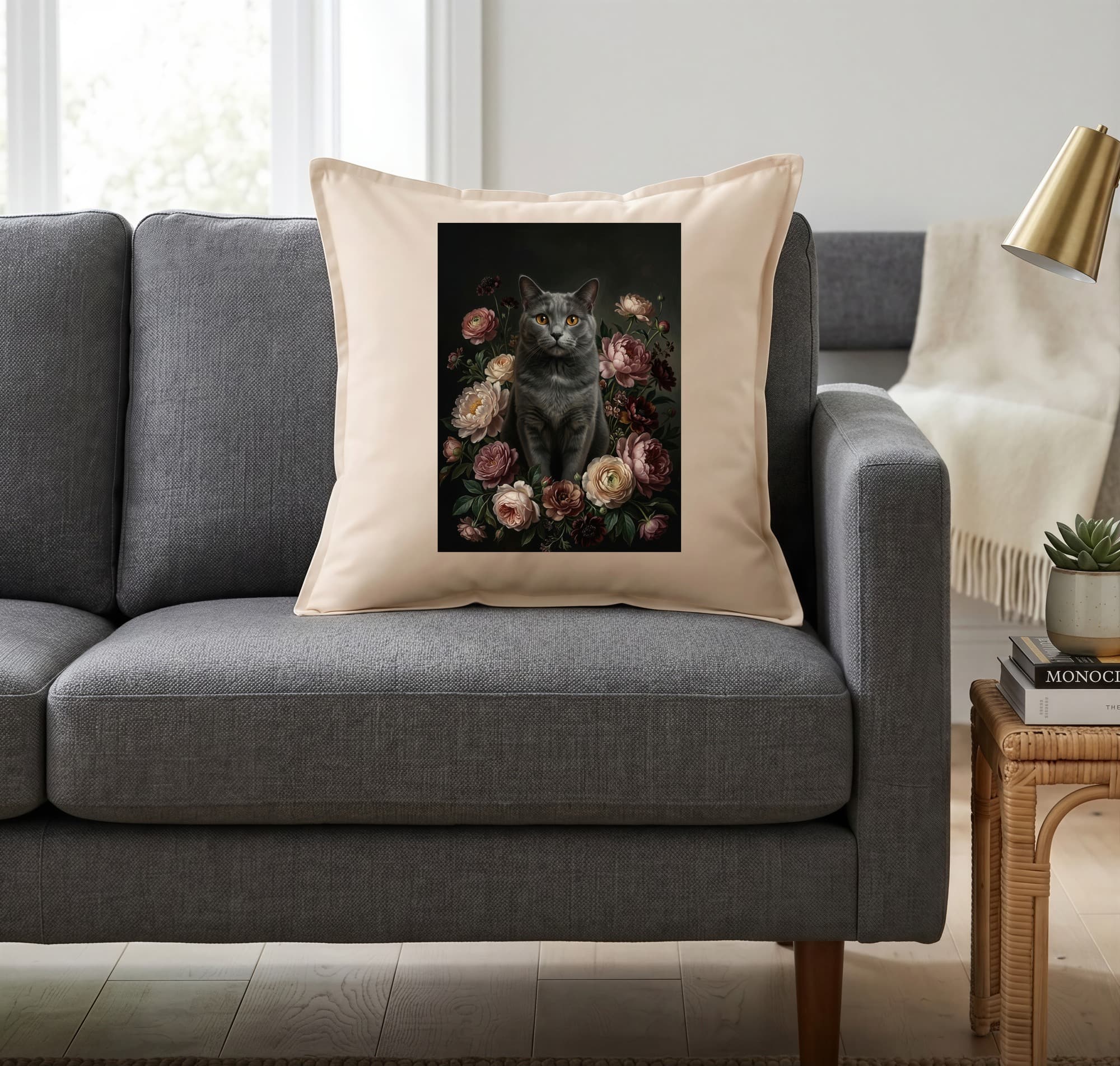 Chartreux Floral Oil-Painting Floral Cushion 2