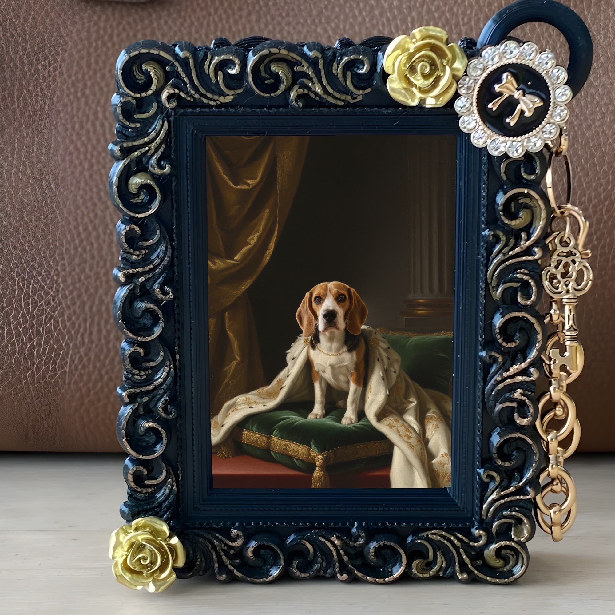 ビーグルのルネサンス肖像画バッグチャーム(ブラック) 2