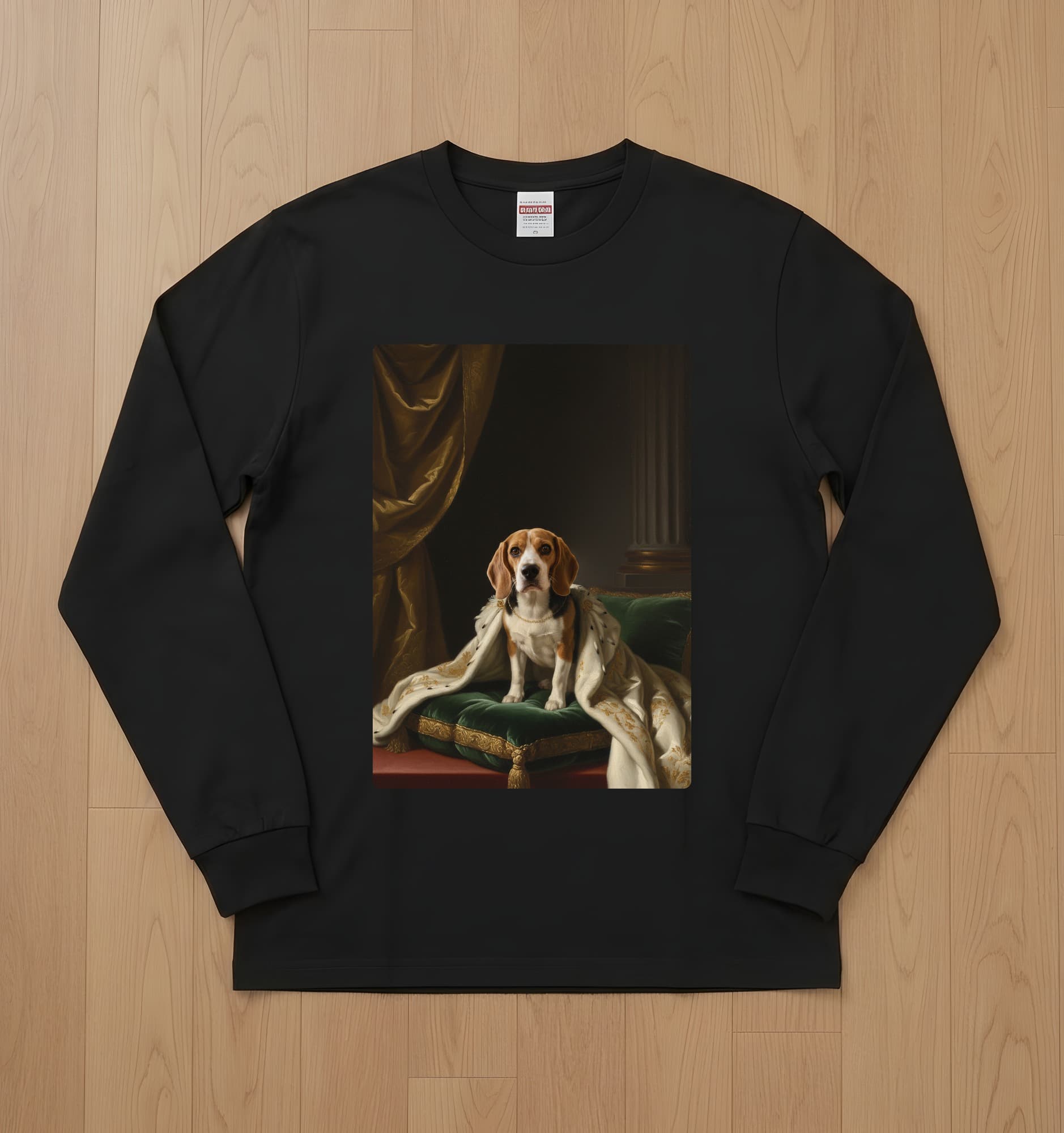 beagle Renaissance Portrait Long Sleeve T-Shirt (Black)