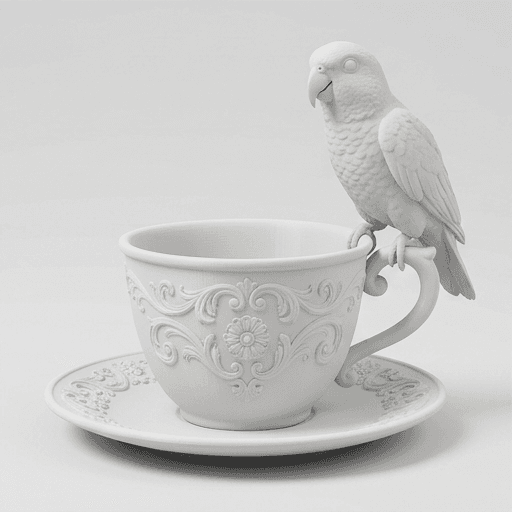 シロハラインコのルネサンス肖像画アクセサリートレイ(マットホワイト) 3