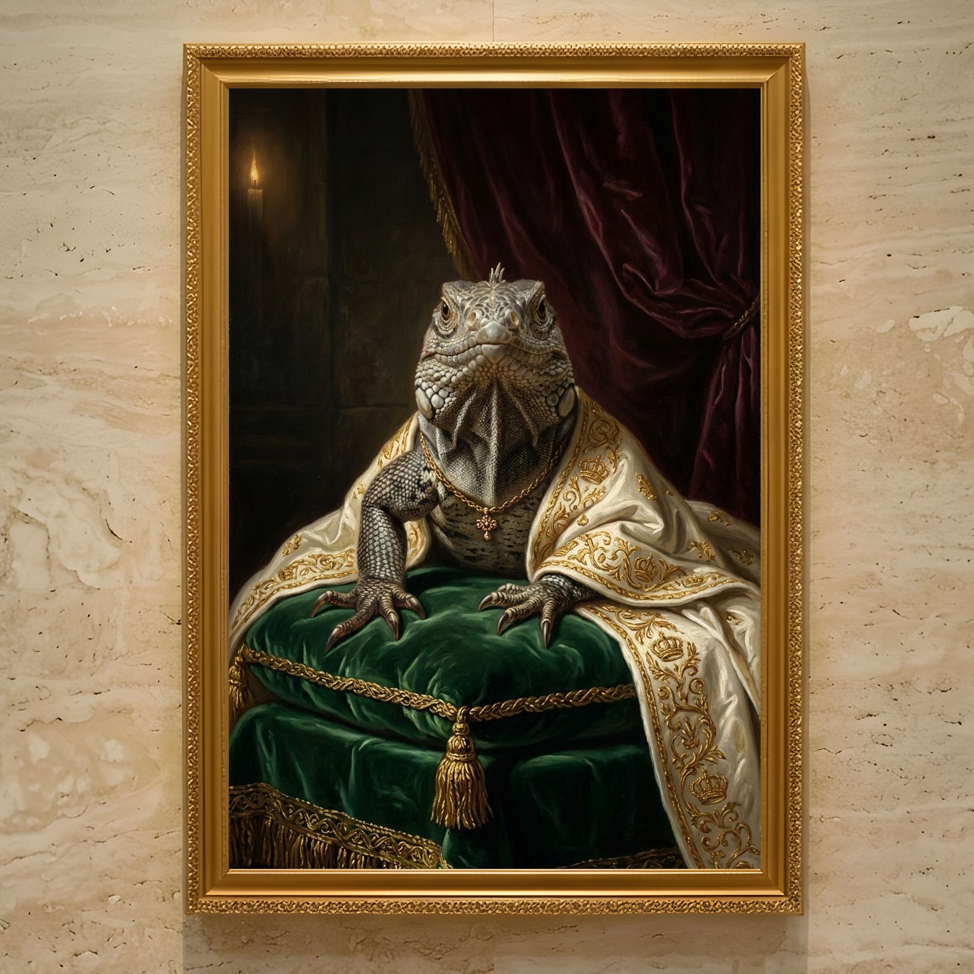 Spiny-tailed Iguana Renaissance Portrait Framed Art Print (A3)
