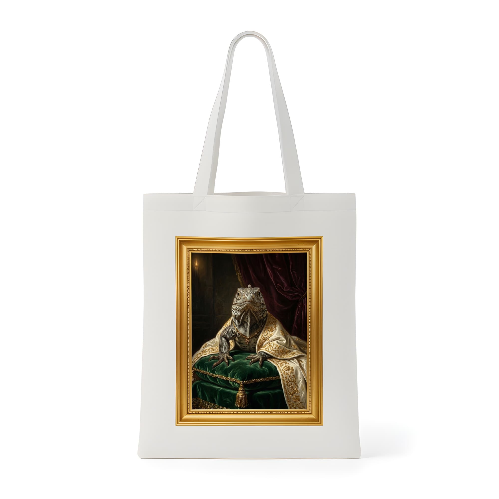 Spiny-tailed Iguana Renaissance Portrait Tote Bag (Color Print, Framed Design)