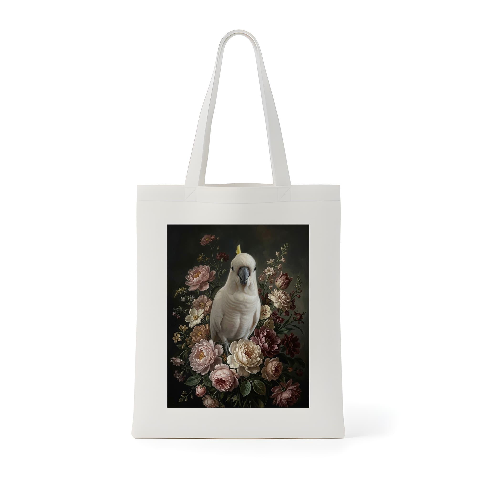 Umbrella Cockatoo Floral Oil-Painting Floral Tote Bag