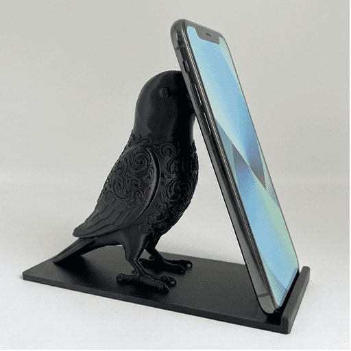インドオオハナインコのルネサンス肖像画スマホスタンド(シルクブラック)