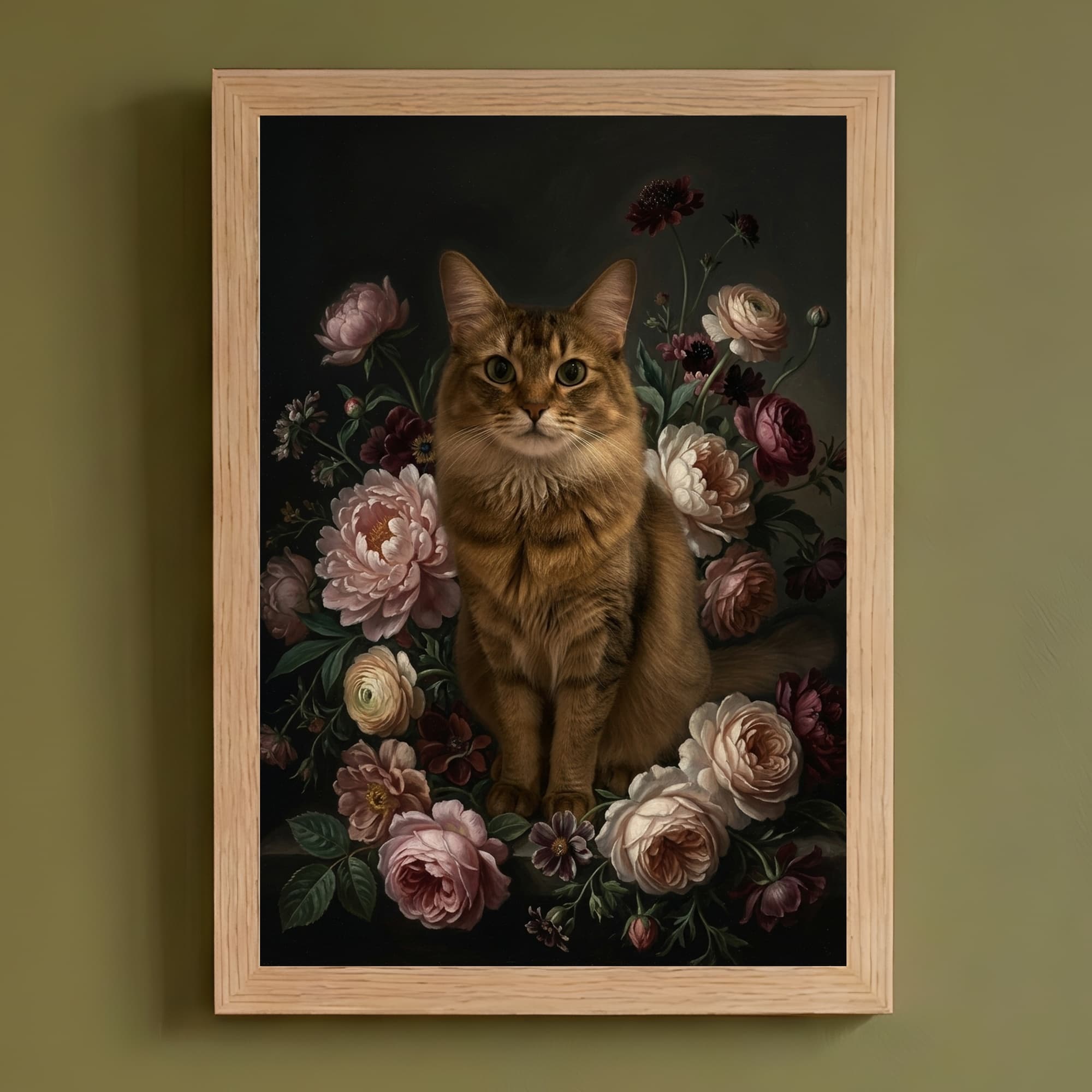 ソマリの花の油絵風アート花柄額装プリント(A4サイズ)