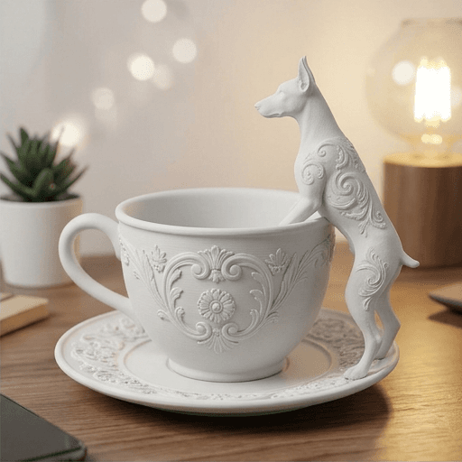 Doberman Renaissance Portrait Trinket Tray (Matte White) 2