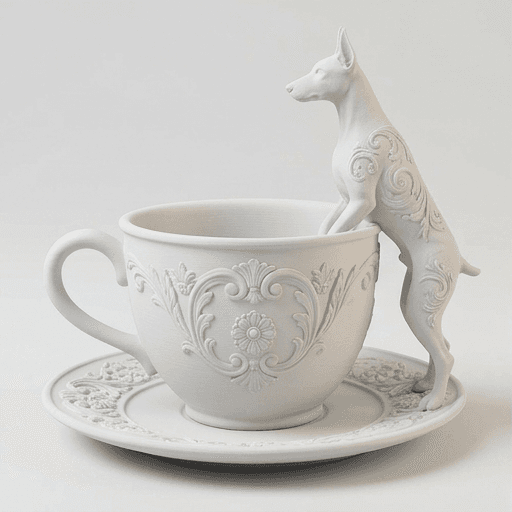 Doberman Renaissance Portrait Trinket Tray (Matte White) 3
