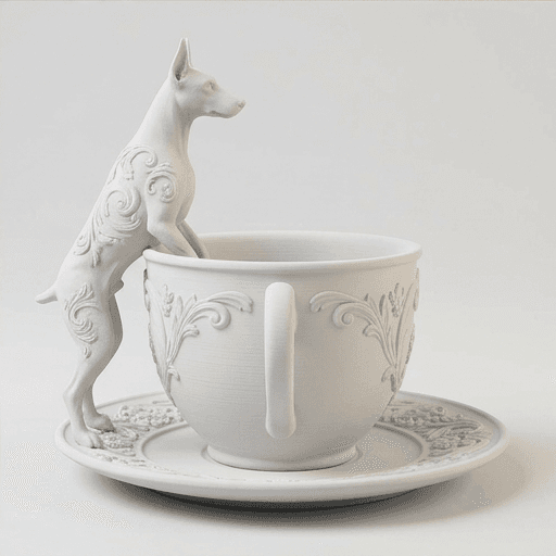 Doberman Renaissance Portrait Trinket Tray (Matte White) 4