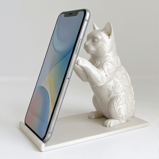 ジャパニーズボブテイルのルネサンス肖像画スマホスタンド(シルクホワイト)