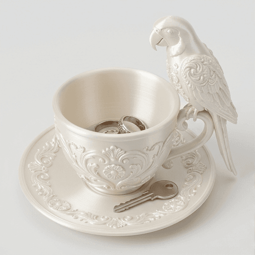 Blue-and-yellow Macaw Renaissance Portrait Trinket Tray (Pearl White)