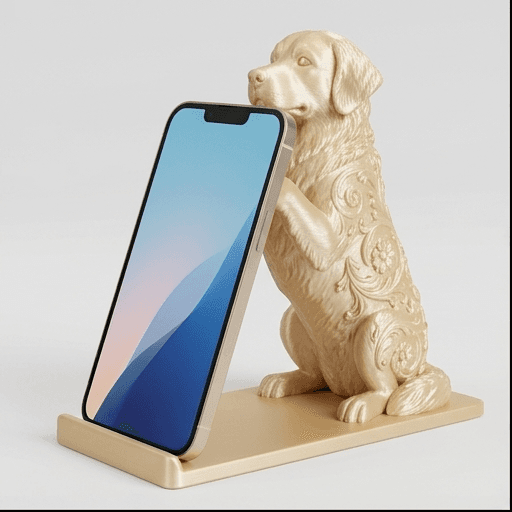 バーニーズマウンテンドッグのルネサンス肖像画スマホスタンド(シルクゴールド)