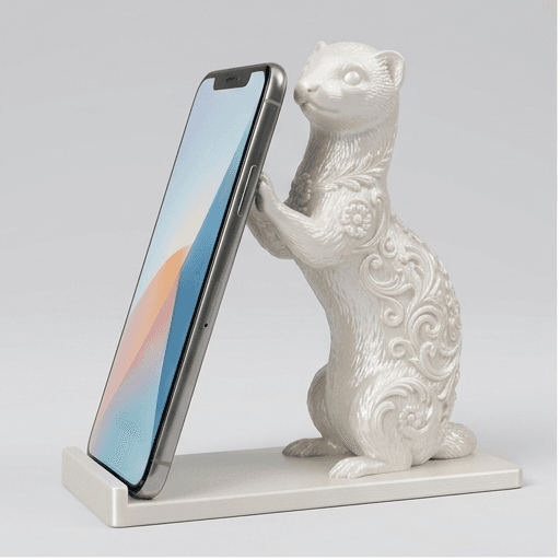 フェレットのルネサンス肖像画スマホスタンド(シルクホワイト)