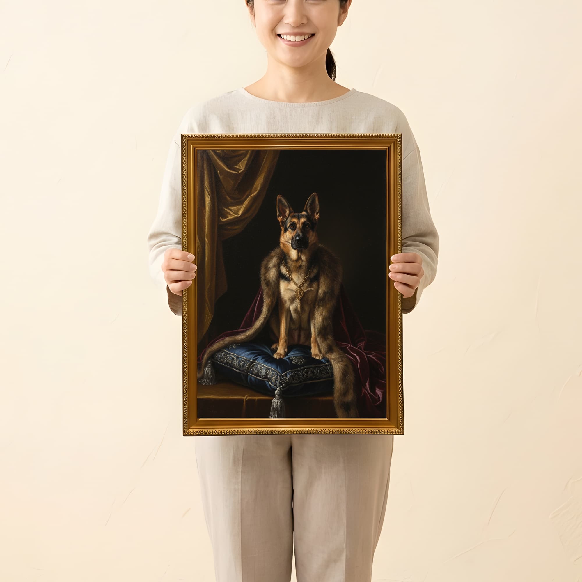 ジャーマンシェパードのルネサンス肖像画額装プリント(A3サイズ) 2