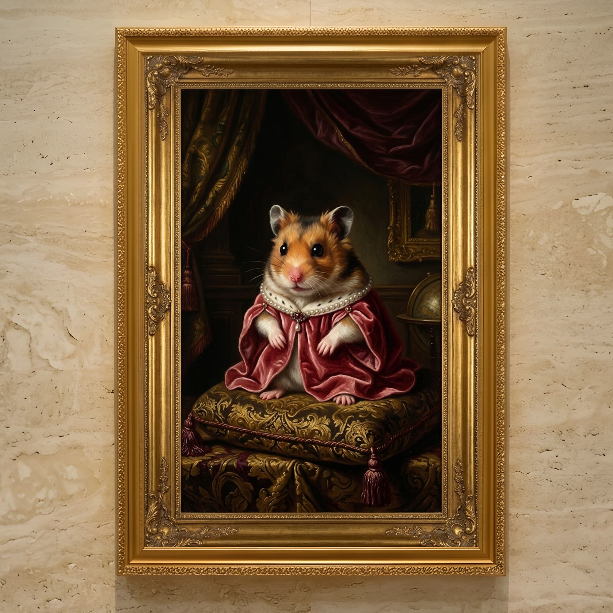Campbell's dwarf hamster Renaissance Portrait Framed Art Print (A3)