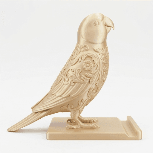 Indian Ringneck Parakeet Renaissance Portrait Phone Stand (Silky Gold) 4