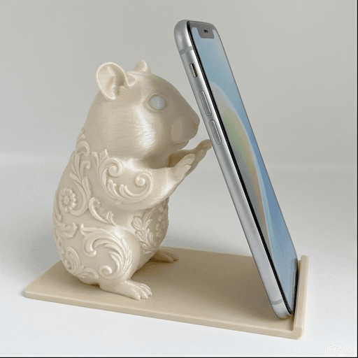 キンクマハムスターのルネサンス肖像画スマホスタンド(シルクホワイト)