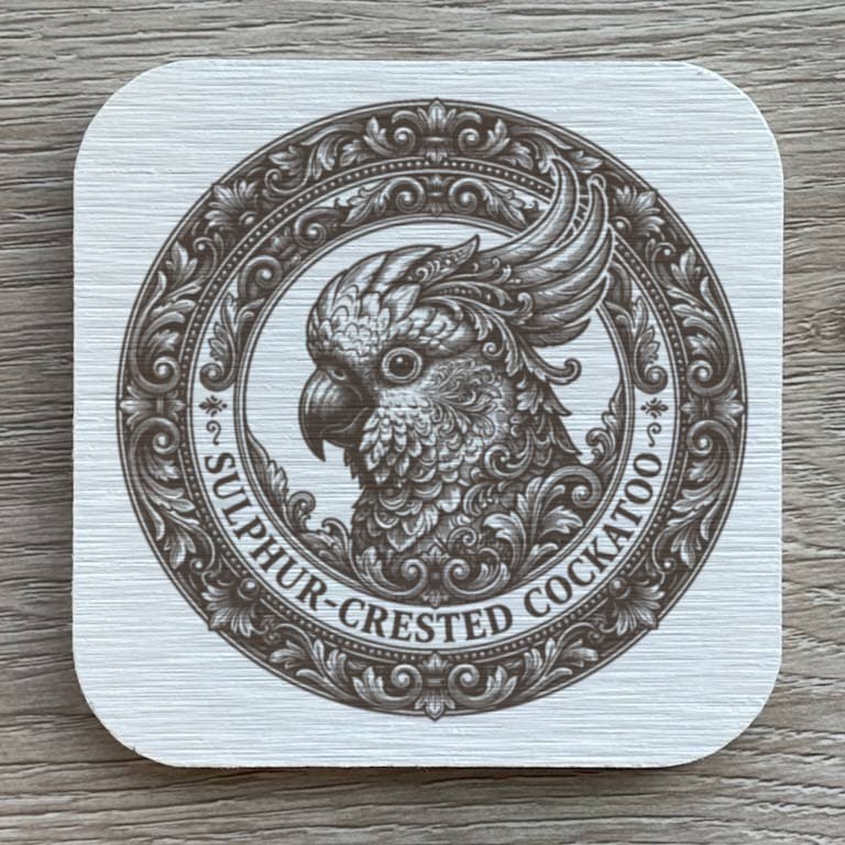 Sulphur-crested Cockatoo Renaissance Portrait Coaster Set