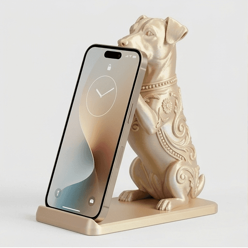 ジャックラッセルテリアのルネサンス肖像画スマホスタンド(シルクゴールド)