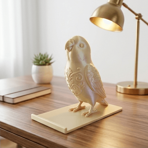 ダルマインコのルネサンス肖像画スマホスタンド(シルクゴールド) 2