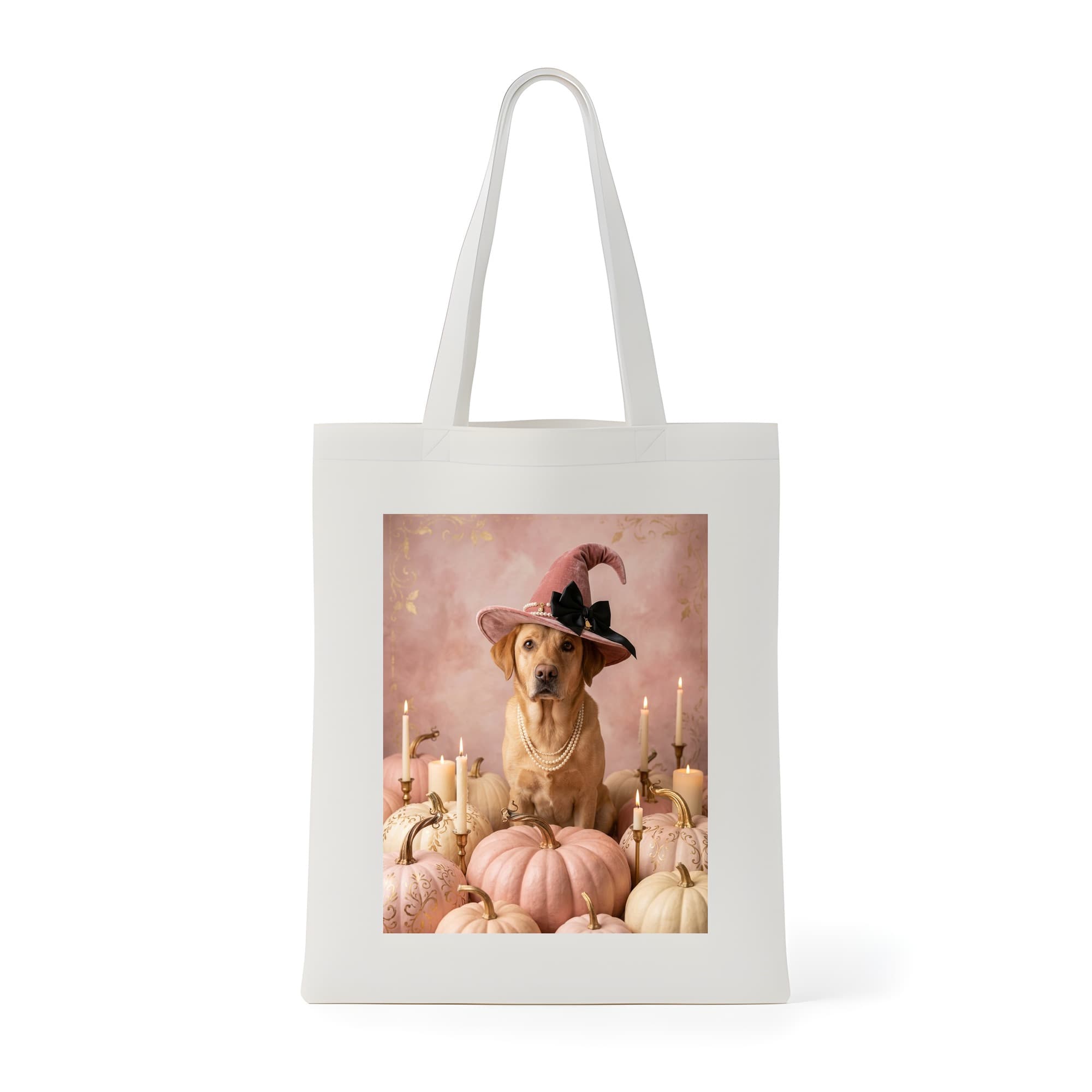 Labrador retriever Pumpkin & Candlelight Oil-Painting Halloween Tote Bag