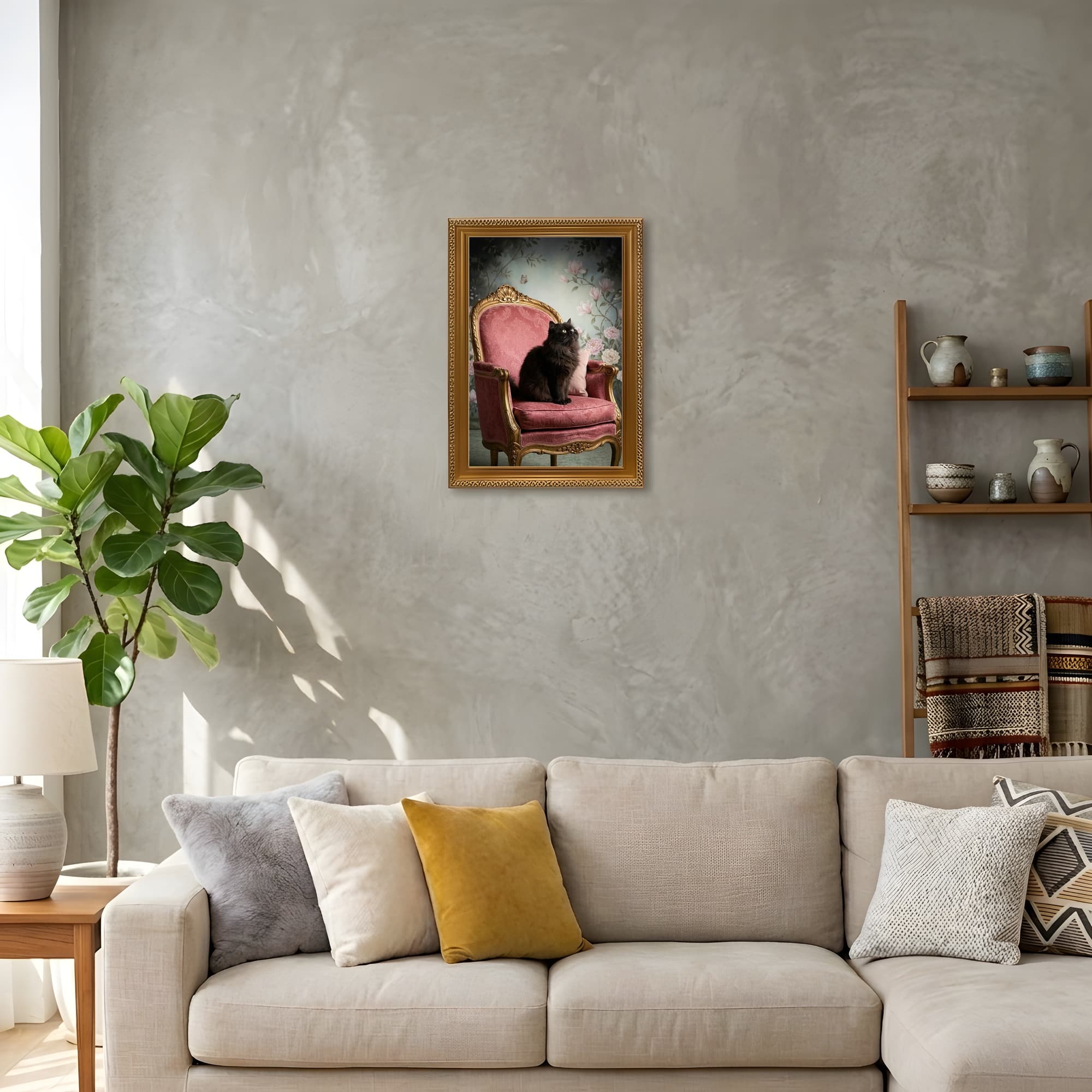 Persian Shabby Pink Oil-Painting Rococo Framed Art Print (A4 Gold) 3